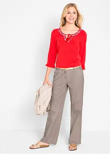 Pantalon en lin majoritaire avec taille confortable, Loose Fit, bonprix