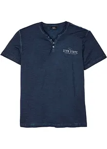 T-shirt col tunisien, aspect délavé, 100% coton, bonprix