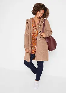 Duffle-coat en velours côtelé doublé, mi-long, bonprix