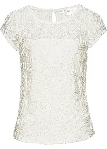 Blouse t-shirt en dentelle cordée, bonprix