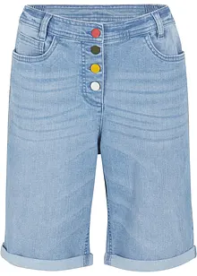 Bermuda en jean confort stretch avec broderie et taille confortable, bonprix