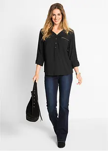 Blouse en viscose col V, manches longues, bonprix