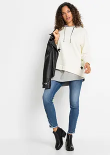 Sweat-shirt à capuche et base asymétrique, bonprix