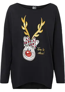 T-shirt épaules découvertes avec motif de Noël, bonprix