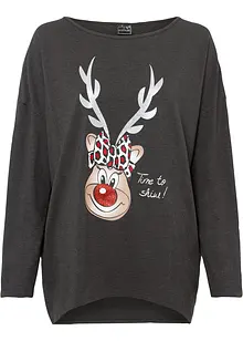 T-shirt épaules découvertes avec motif de Noël, bonprix