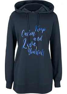 Sweat-shirt sport et féminin avec inscription métallisée, fentes latérales pour une plus grande liberté de mouvement, capuche., bonprix