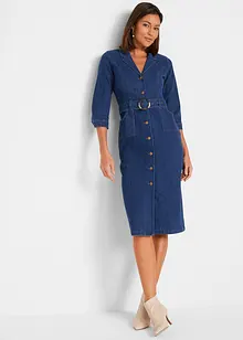 Robe midi en jean avec ceinture, bonprix