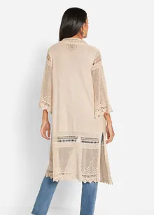 Gilet long en maille ajourée, bonprix