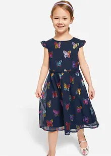 Robe de fête fille en mousseline avec imprimé papillon, bonprix