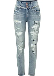 Jean Skinny taille haute avec effets destroyed, bonprix