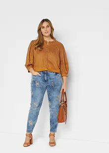 Jean slim à broderie florale, bonprix
