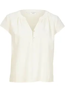 Blouse mélangée lin, mi-manches, bonprix