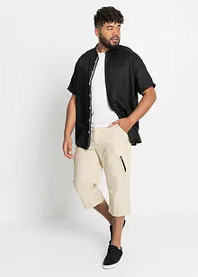 Chemise manches courtes en lin à col montant, bonprix