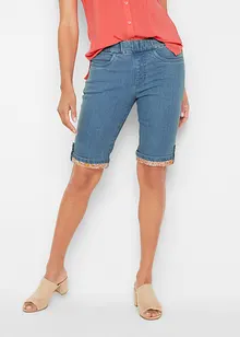 Bermuda en jean avec revers coloré, bonprix