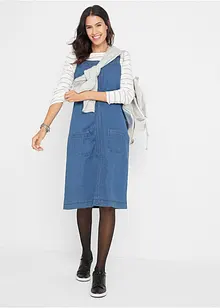 Robe en jean coton avec bretelles de salopette, longueur genou, bonprix