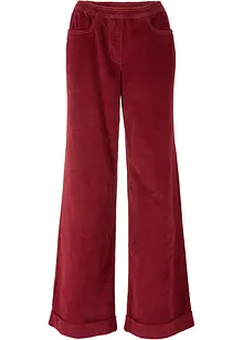 Pantalon large en velours côtelé avec taille haute élastiquée, bonprix