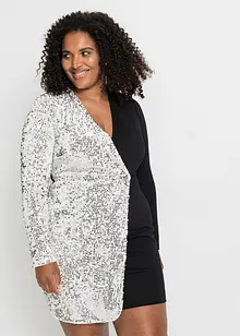 Robe courte avec empiècement à paillettes, bonprix