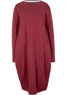 Robe de forme ovoïde en jersey de coton avec poches, manches longues et longueur genou, bonprix