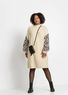 Robe en maille oversized avec motif léopard, bonprix