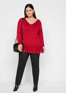 Pull en viscose avec dentelle et plissé, bonprix