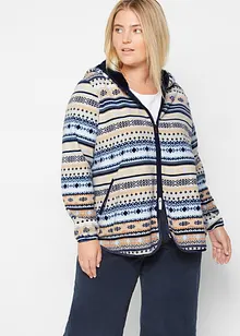 Gilet en polaire à capuche avec motif norvégien, bonprix