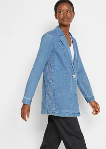 Blazer en jean oversize avec smocks latéraux, bpc bonprix collection