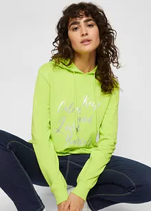Sweat-shirt sport et féminin avec inscription métallisée, fentes latérales pour une plus grande liberté de mouvement, capuche., bonprix