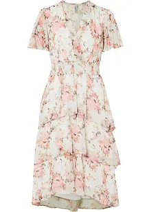 Robe midi floral à volants, bonprix