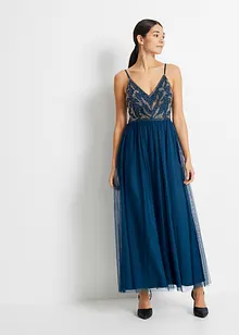 Robe à bretelles ornée de perles brodées, bonprix