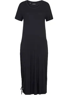 Robe midi en jersey de viscose avec poches et base froncée, bonprix