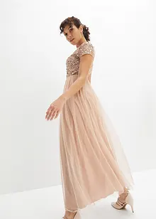 Robe longue avec paillettes appliquées, bonprix