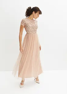 Robe longue avec paillettes appliquées, bonprix