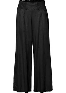 Pantalon Marlène taille haute, smockée et confortable avec lin majoritaire, bonprix