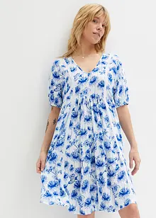 Robe-tunique tissée avec détails en dentelle et manches ballon, longueur genou, bonprix