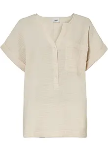 Blouse en mousseline avec patte de boutonnage et poche, bonprix