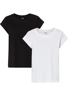 Lot de 2 tee-shirts coton à épaules descendues, bonprix