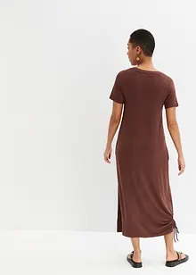 Robe midi en jersey de viscose avec poches et base froncée, bonprix