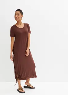 Robe midi en jersey de viscose avec poches et base froncée, bonprix