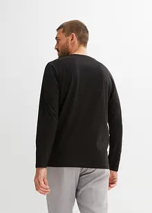 Lot de 2 T-shirts manches longues col tunisien 100% coton, bonprix