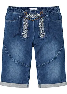 Bermuda en jean extensible avec broderie, Regular Fit, bonprix