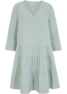 Robe-chemise courte finement côtelée, manches 3/4, bonprix