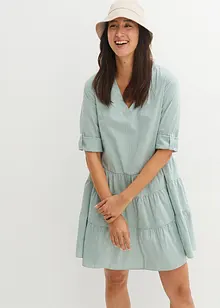 Robe-chemise courte finement côtelée, manches 3/4, bonprix