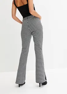 Pantalon jacquard avec fente et motif pied-de-coq, bonprix