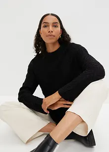 Pull à col rond avec motif torsadé, bonprix