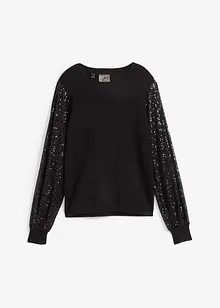 Pull à manches pailletées, bonprix