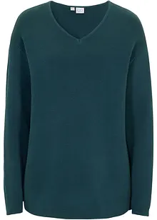 Pull col V en maille milano côtelée, bonprix
