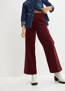 Pantalon large en velours côtelé avec taille haute élastiquée, bonprix