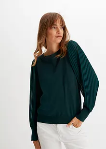 Pull avec manches plissées, bonprix