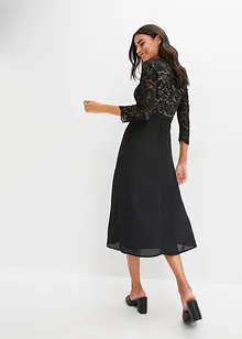 Robe midi en mousseline avec dentelle, bonprix