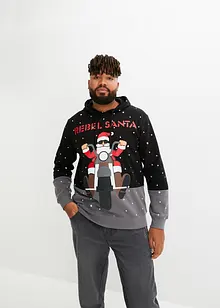 Sweat à capuche en coton bio avec motif de Noël, bonprix